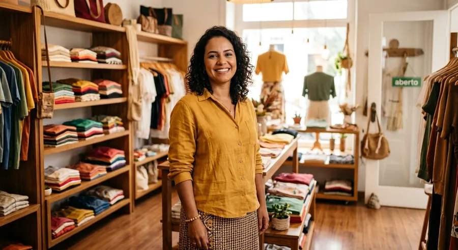 Smiling businesswoman in her clothing store
