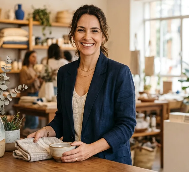 Smiling businesswoman in her store
