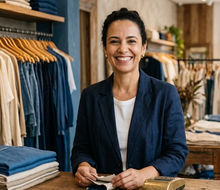Smiling businesswoman in her store