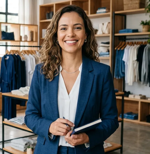 Smiling businesswoman in her store