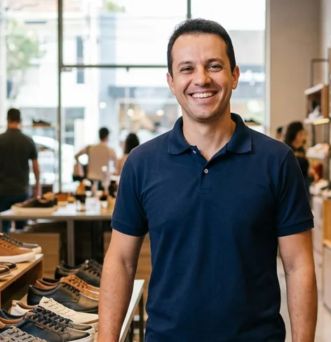 Smiling businessman in his store