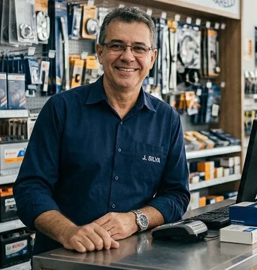 Smiling businessman in his store
