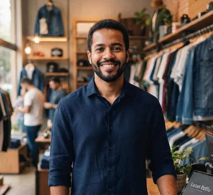 Confident businessman in his workplace