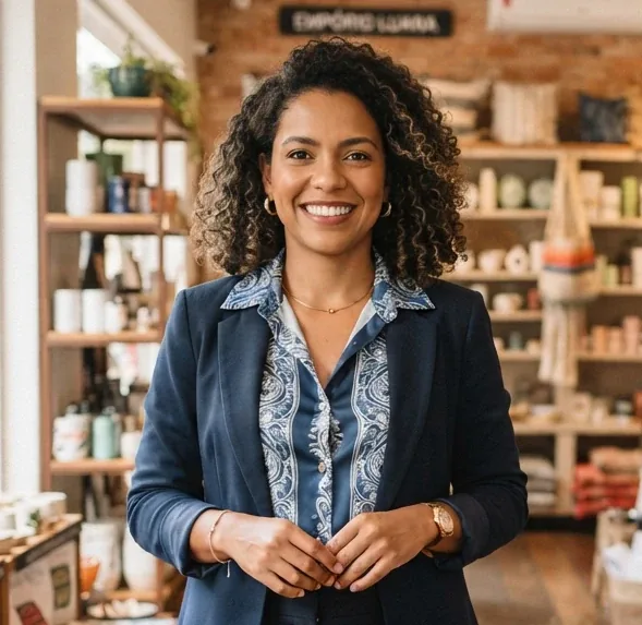 Smiling businesswoman in her store