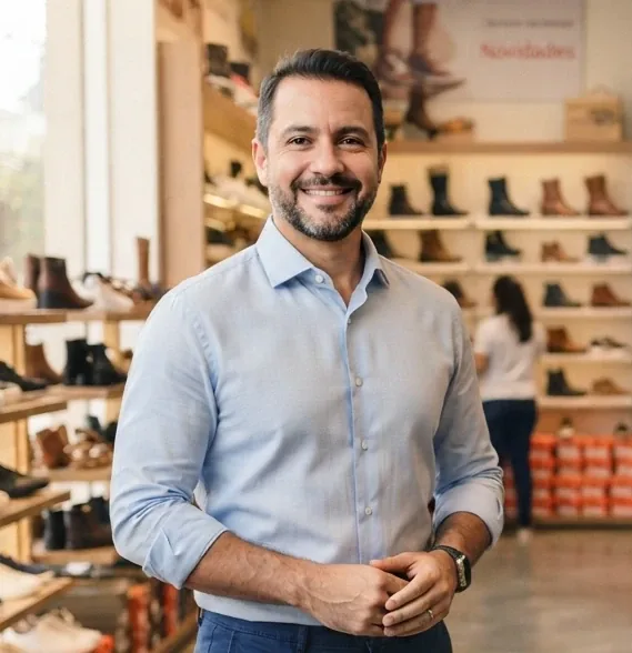 Smiling businessman in his store