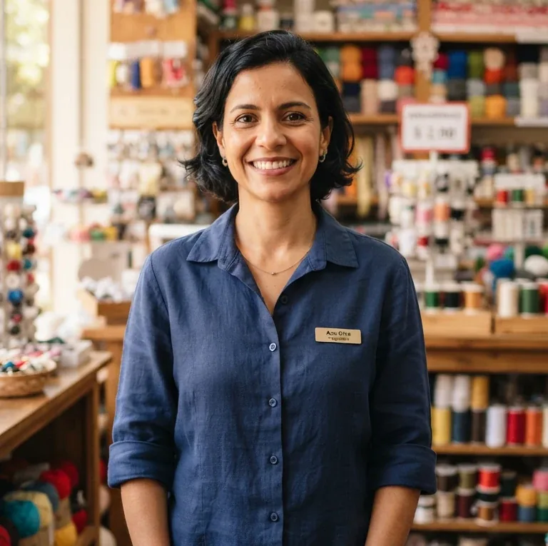 Smiling businesswoman in her store
