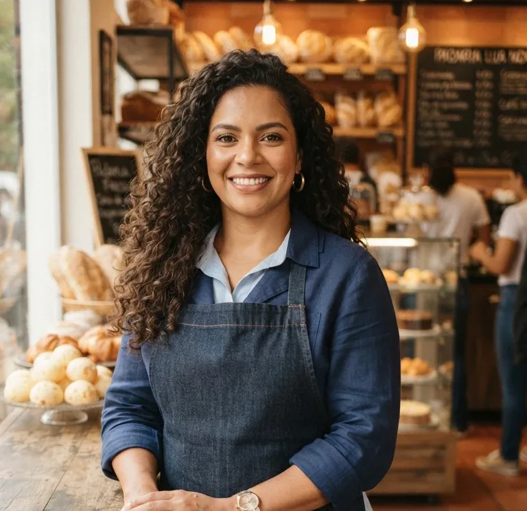Smiling businesswoman in her store